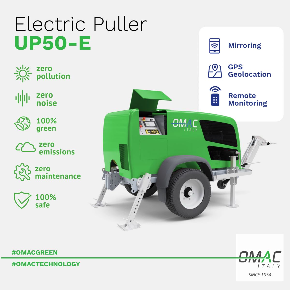 UP50-E PULLER:  ITALIAN-TECHNOLOGICAL INNOVATION 100% GREEN BY OMAC
